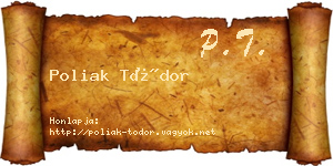 Poliak Tódor névjegykártya